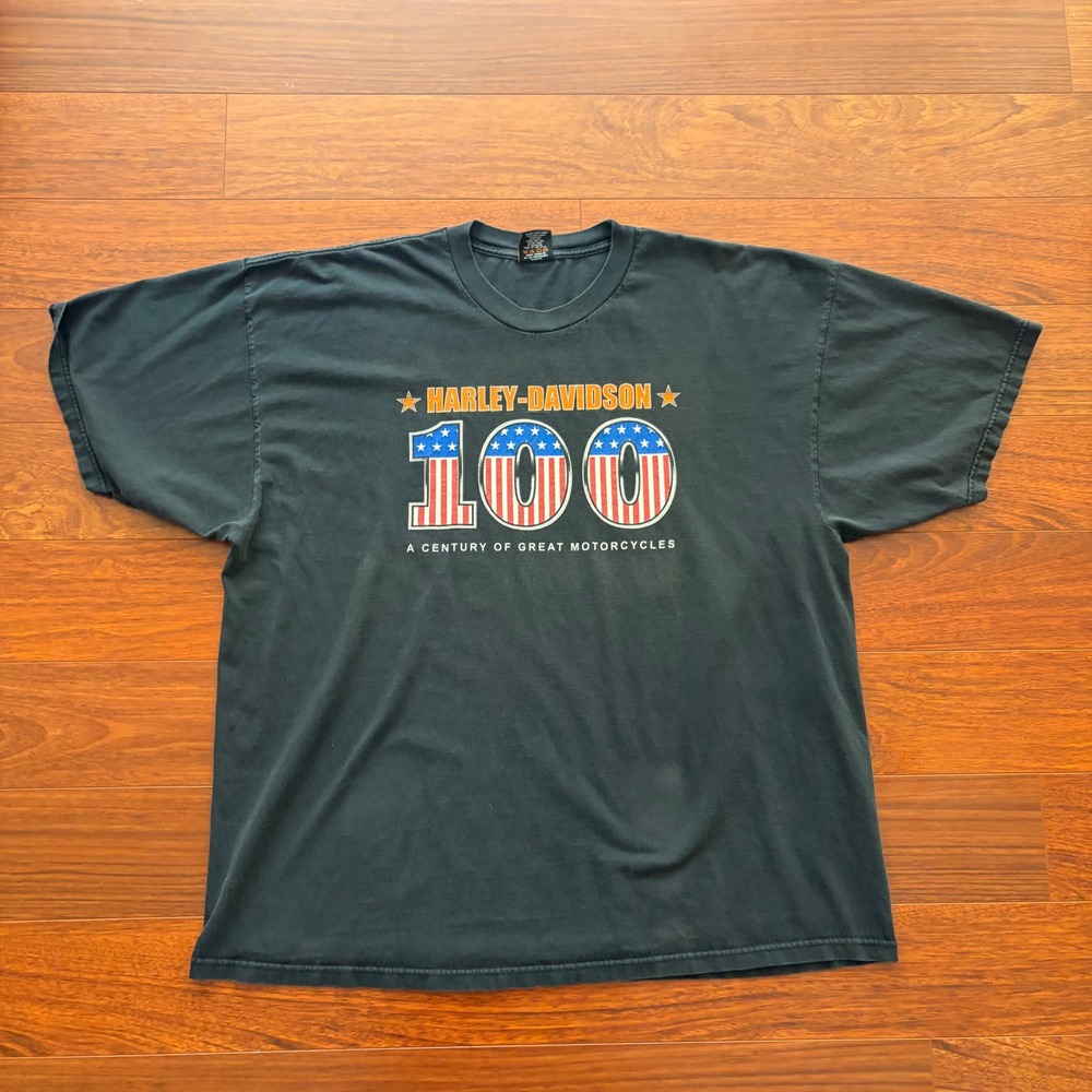 Harley Davidson Mens Shirt 3XL Black 100th Anniversary Hilo Hawaii Vintage USA